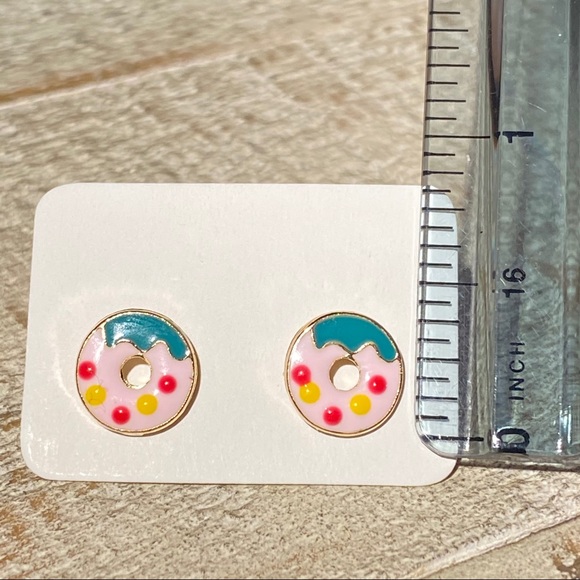 3 for $15 Sprinkle Donut Gold Stud Earrings Posts - Picture 3 of 4